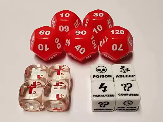 Pokemon TCG - Dice Set/Damage Counters (10-120), Special Condition Counters and Heads & Tails Dice