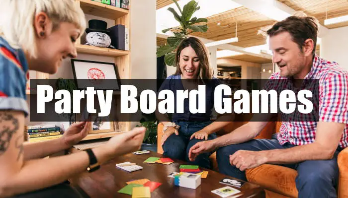 people at a party playing and laughing with a board game