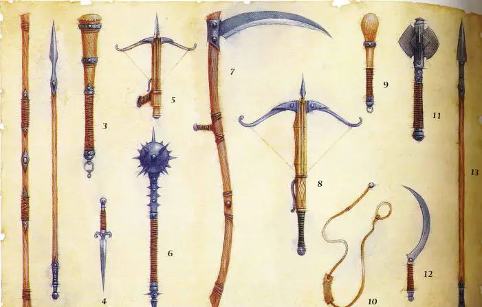 assortment of medieval weapons