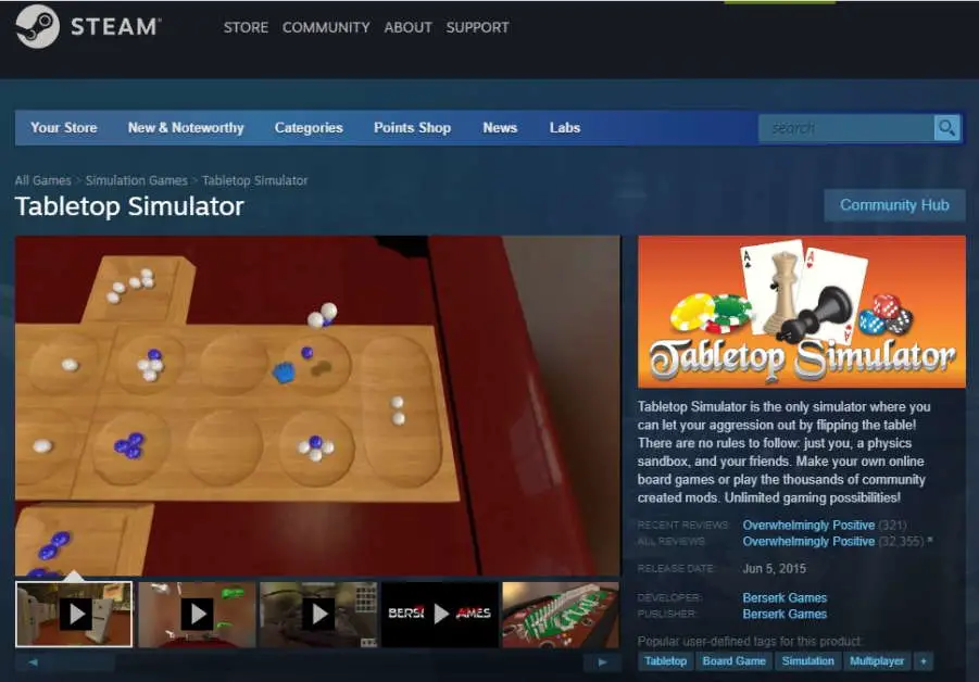 tabletop simulator steam page