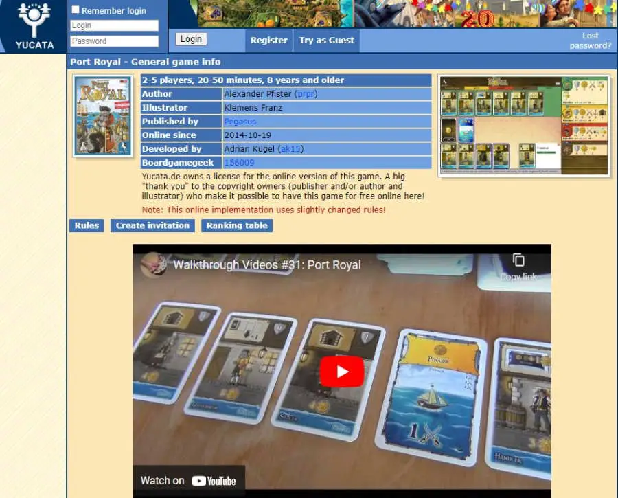 yucata port royal board game