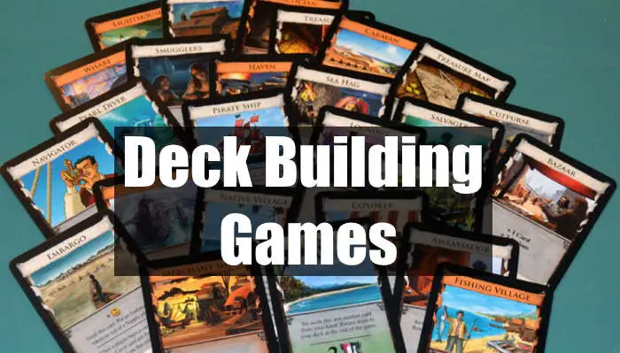 pile of cards for a deck building game