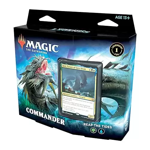 Magic: The Gathering Commander Legends Commander Deck – Reap The Tides | 100 Card Ready-to-Play Deck | 1 Foil Commander | Blue-Green